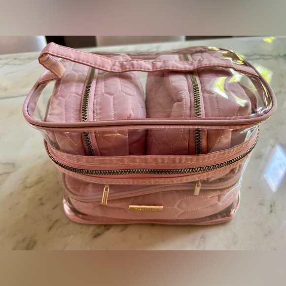 Pink Quilted Travel 3 Bag Set - Picture 1 of 15